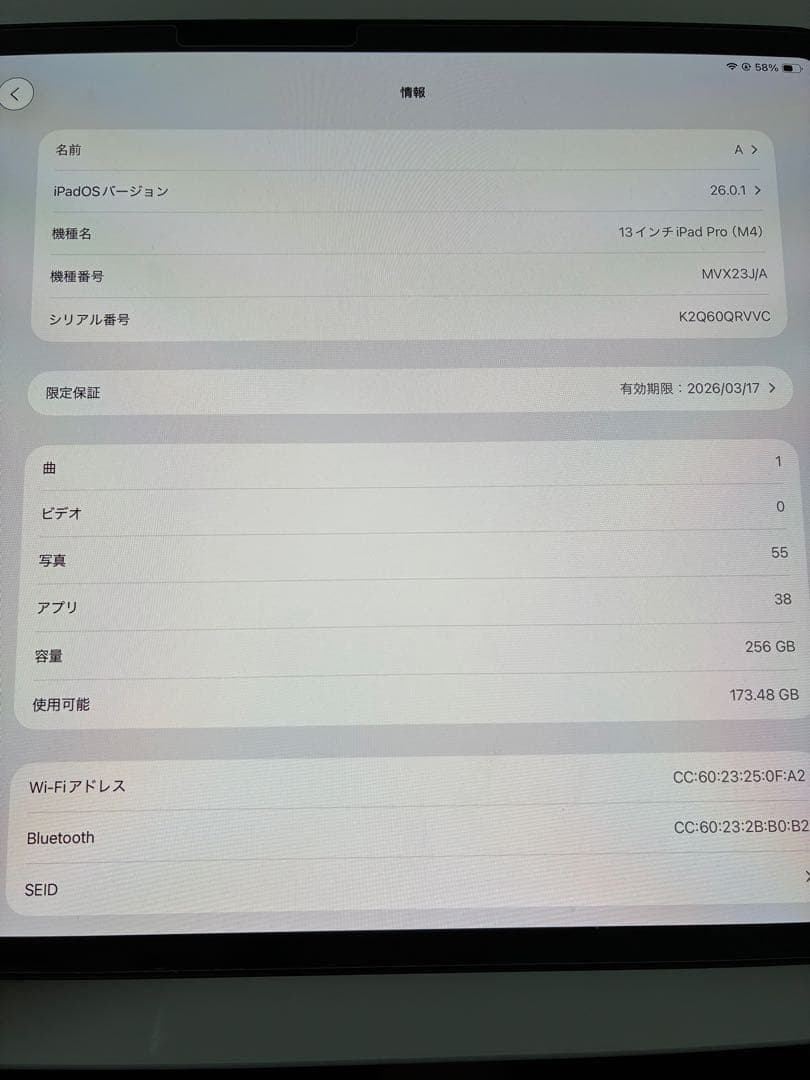 Apple iPad Pro (M4) 13インチ 256GB スペースグレイ