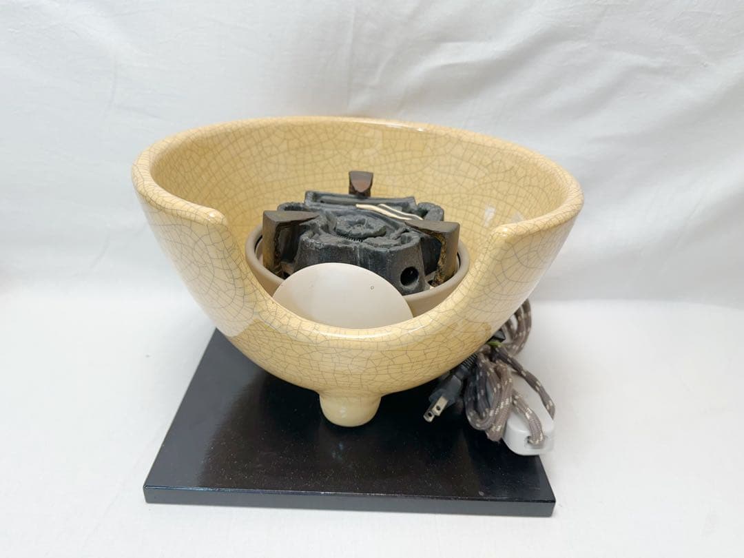 美品 茶道具 風炉型電熱器 さつま枇杷色 野々田式 鶴首釜 2点セット元箱