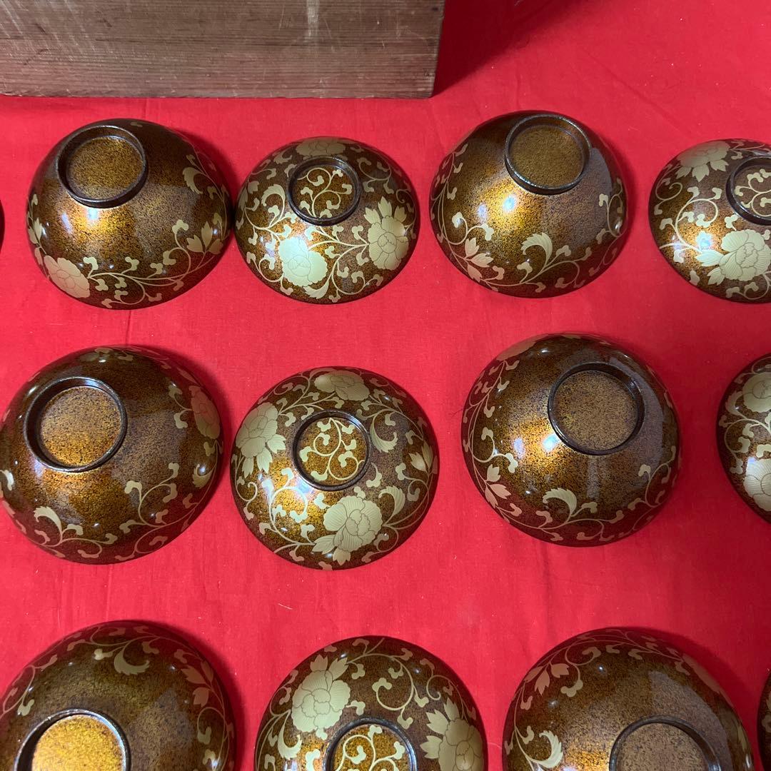 梨子地蒔絵吸物椀　10客供箱