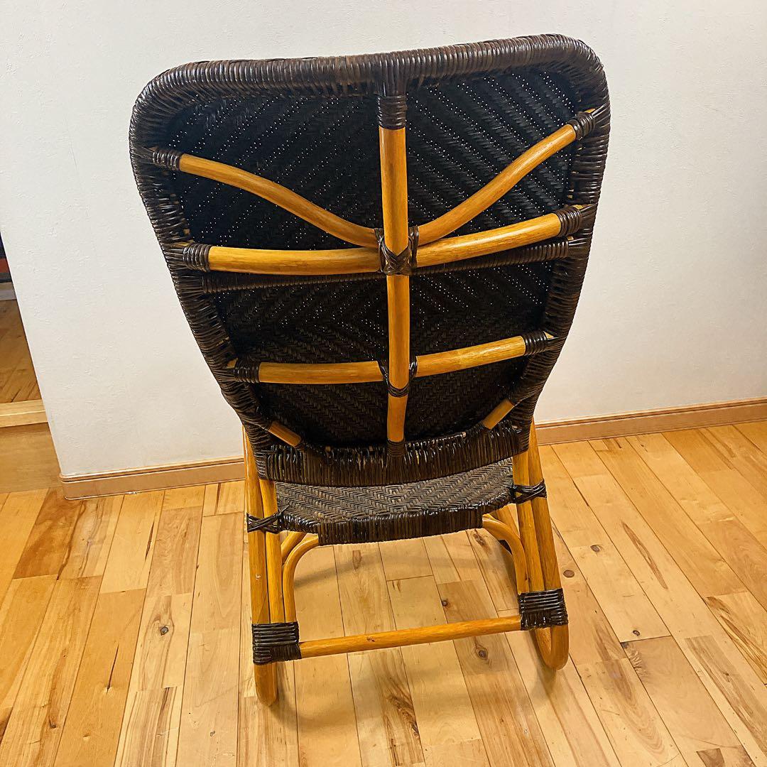 美品　サンフラワーラタン WAHOO 手編みハイバックチェア　座面高37cm 藤