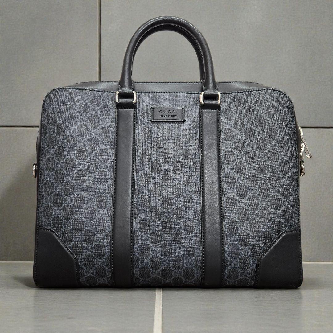 極美品✨グッチ GGスプリーム ビジネスバッグ ブリーフケース グレー 大容量