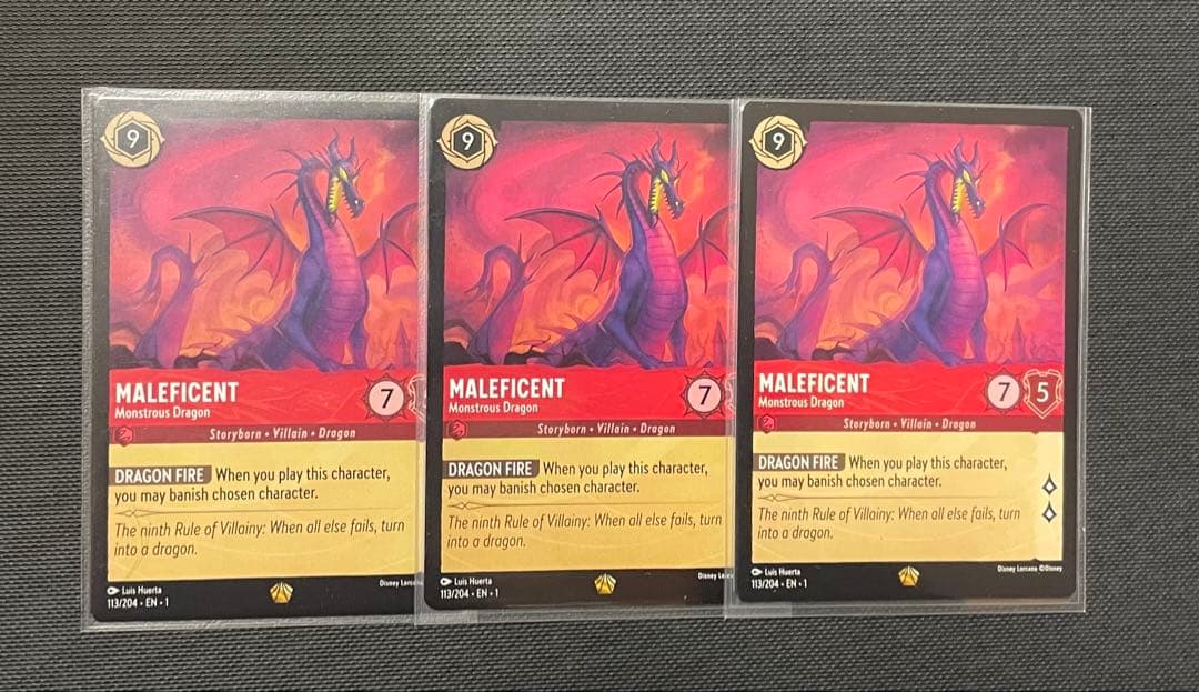 ロルカナ　マレフィセント ドラゴンカード 3枚セット 英語版