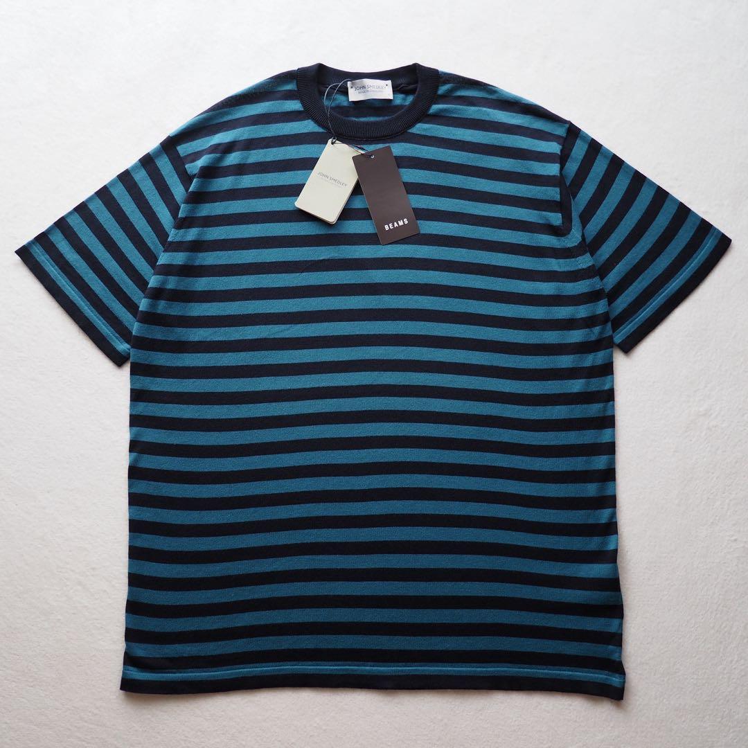 【新品】ジョンスメドレー ビームス別注 ボーダー ニットTシャツ イギリス製 S