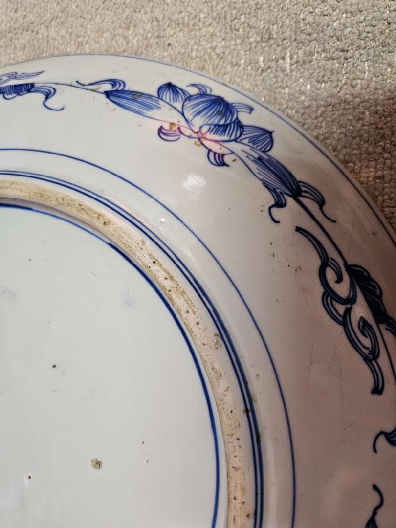 文明開化 明治伊万里 大皿(約46cm) 淀川を京に登る蒸気船の図