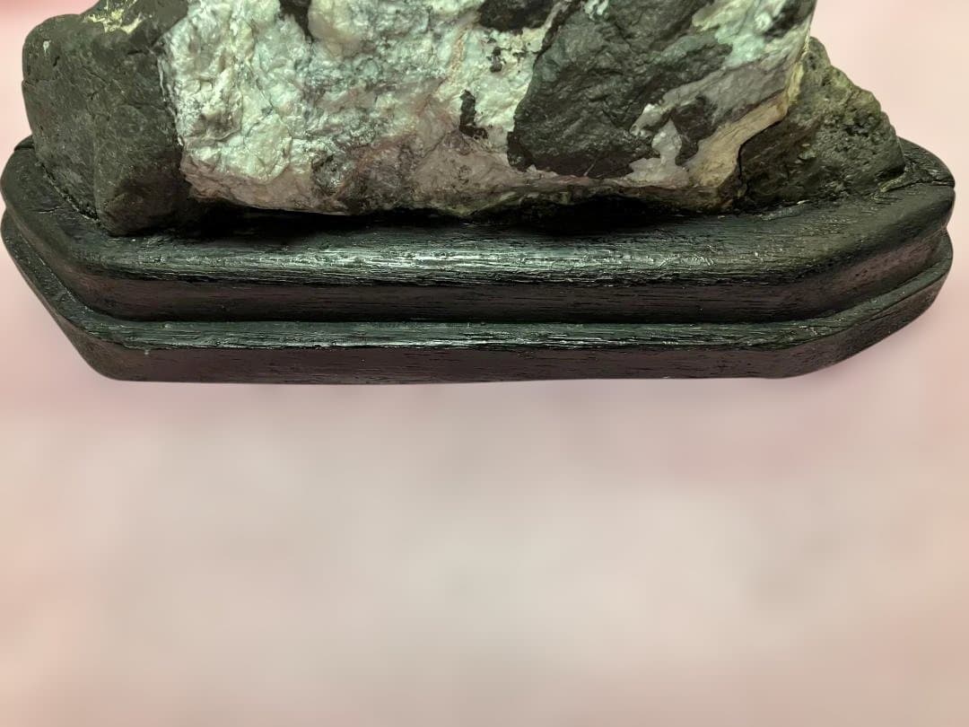 富士山 自然・鑑賞石 天然石 置物 木製台座付き【希少品】