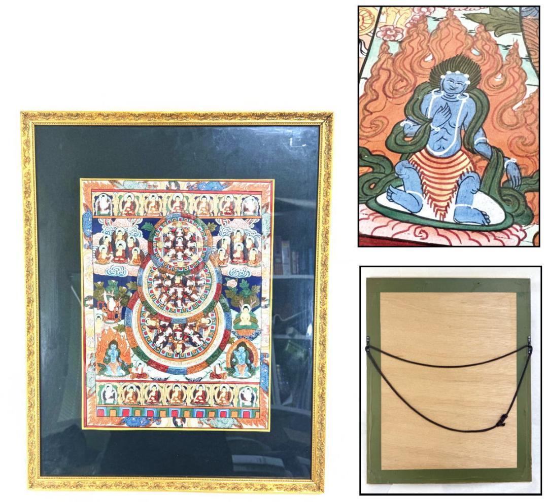 チベットタンカ 曼荼羅マンダラ仏画 絹本 肉筆 仏教美術 中国古玩WWWT133