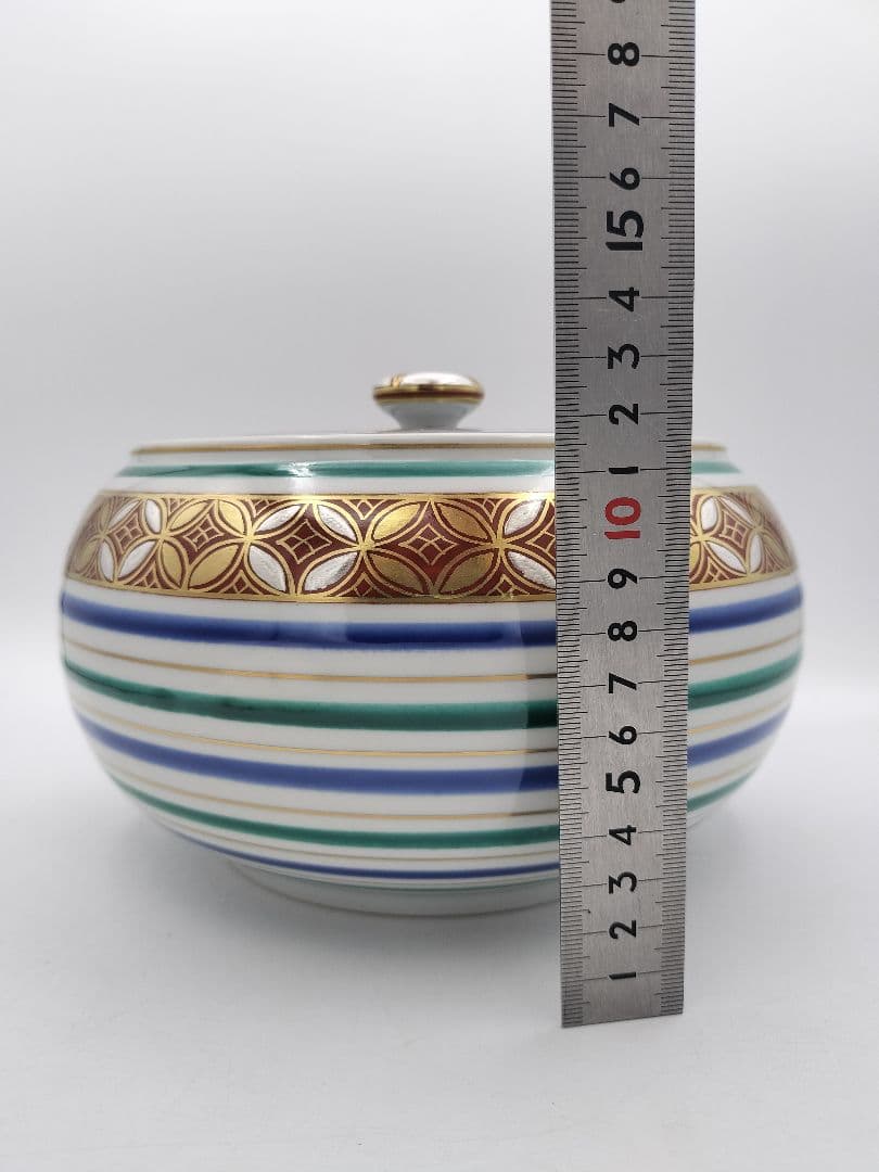 c103【未使用】平水指 七宝文独楽 西村利峰 木箱 茶道具 古物