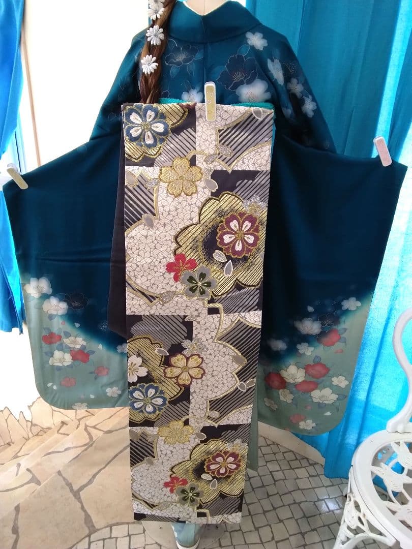 振袖フルセット、正絹振袖成人式、重ね衿、帯揚げ、帯締め、西陣高級袋帯、襦袢