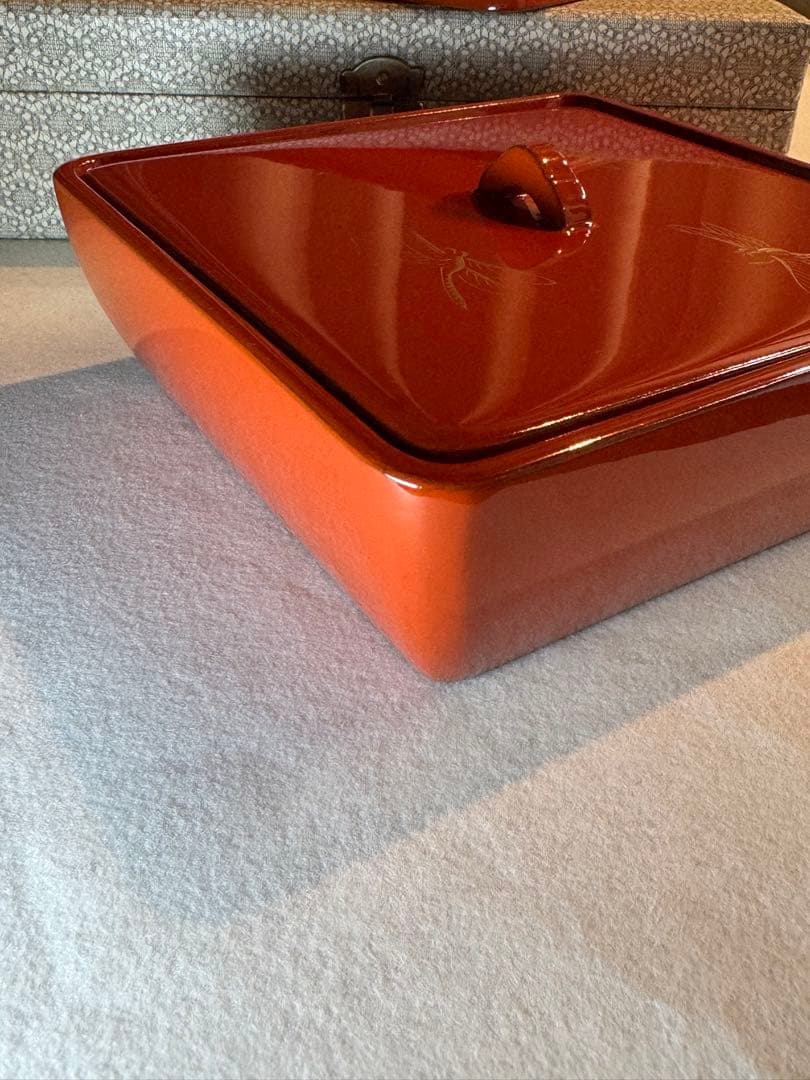 母のお茶道具 輪島塗 盆付き蓋付菓子箱　盆サイズ220mm