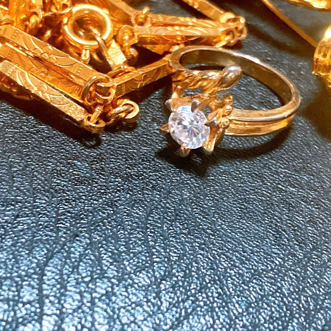 ゴールドアクセサリー リング ネックレス ブローチ ３点まとめ売り