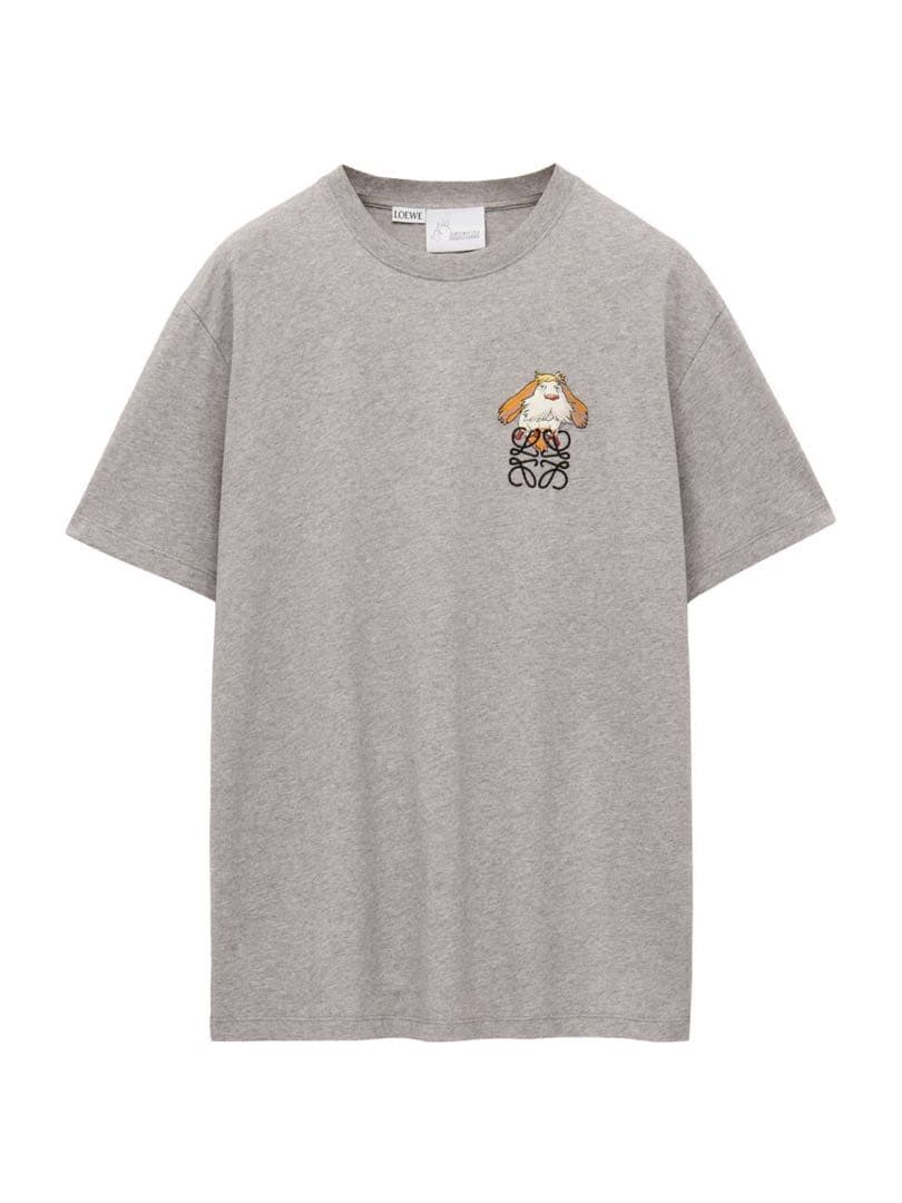 ロエベ 本物 新作 ジブリ LOEWE ハウル ロゴ Tシャツ グレー Lサイズ