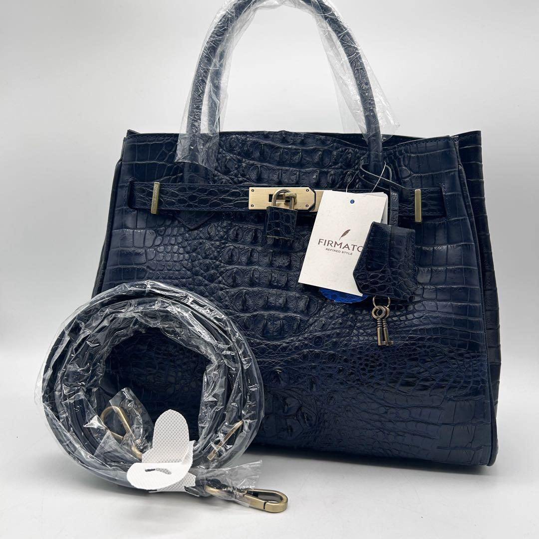 未使用タグ付き✨firmato 2wayバッグ クロコ ネイビー