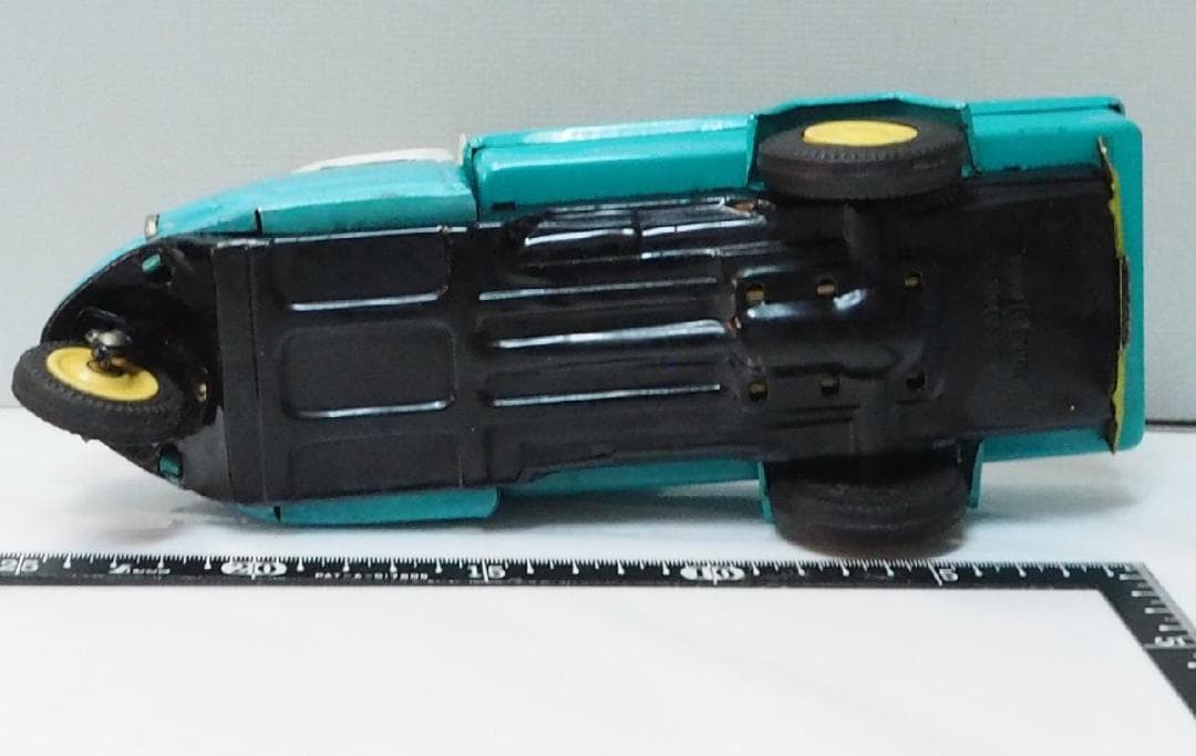 萬代屋【三菱 オート三輪トラック白/黄緑 動作確認済】ブリキ自動車TIN【箱無】