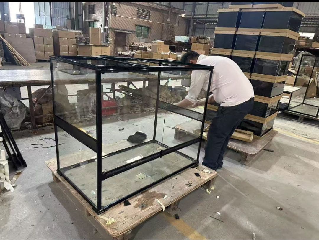 問屋ケージ爬虫類60x45x45cm両生類飼育組み立て式ガラス飼育ケージ送料込み