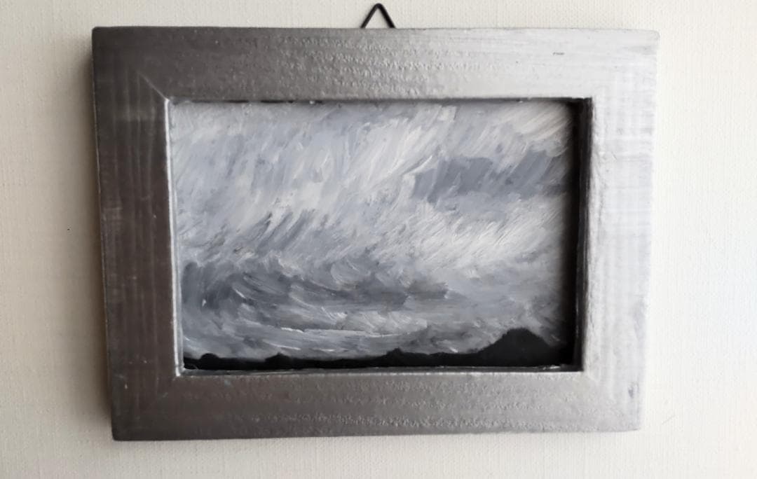 12×16㎝「見知らぬ風景」油彩画・原画・額装・壁掛け・独立スタンド付き