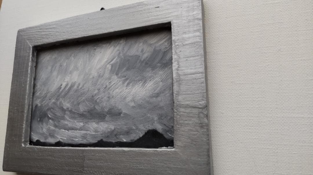 12×16㎝「見知らぬ風景」油彩画・原画・額装・壁掛け・独立スタンド付き