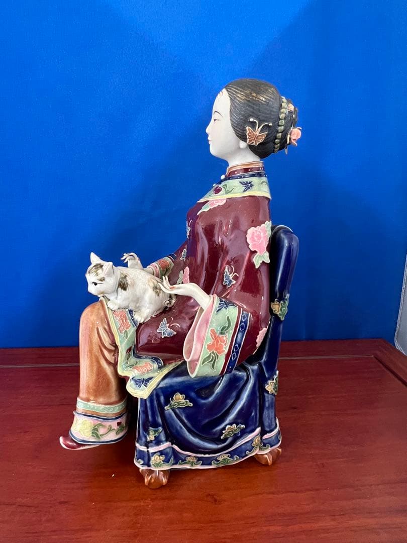 中国古美術/置物 【貴婦像，林偉東手製 ，精品】稀少品