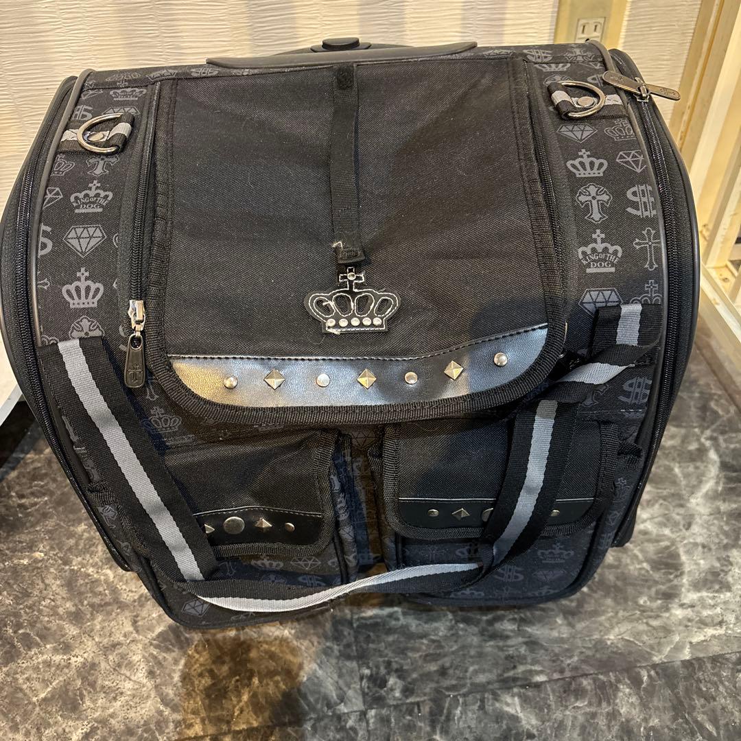 ブラックキャリーバッグ・犬用・王冠デザイン