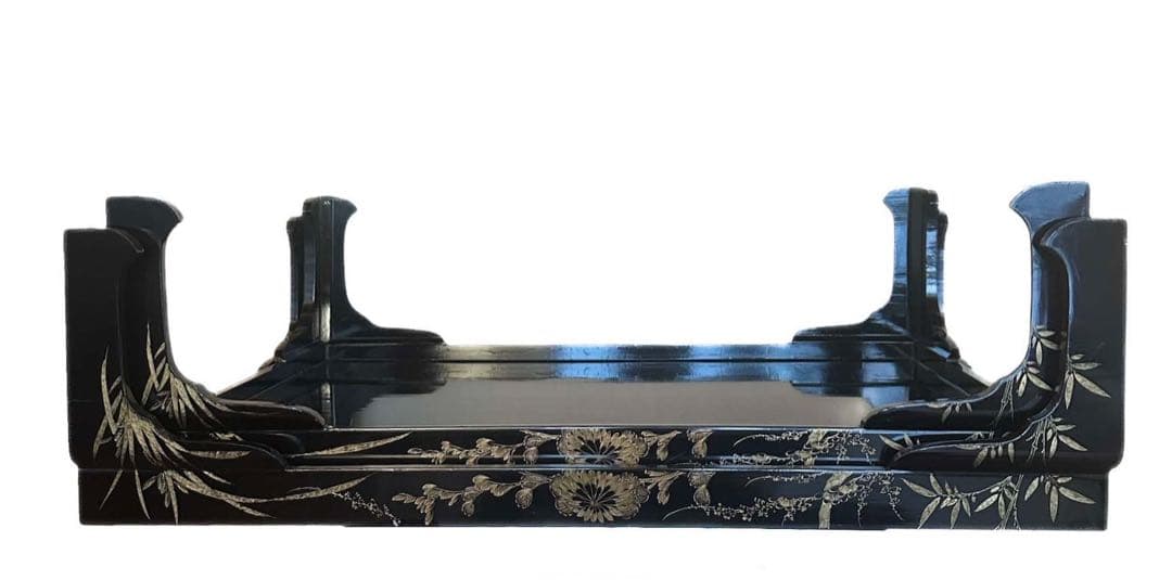 アンティーク 入れ子 机 輪島塗 脚付膳 一対 明治期 廣盆 蒔絵 黒朱塗