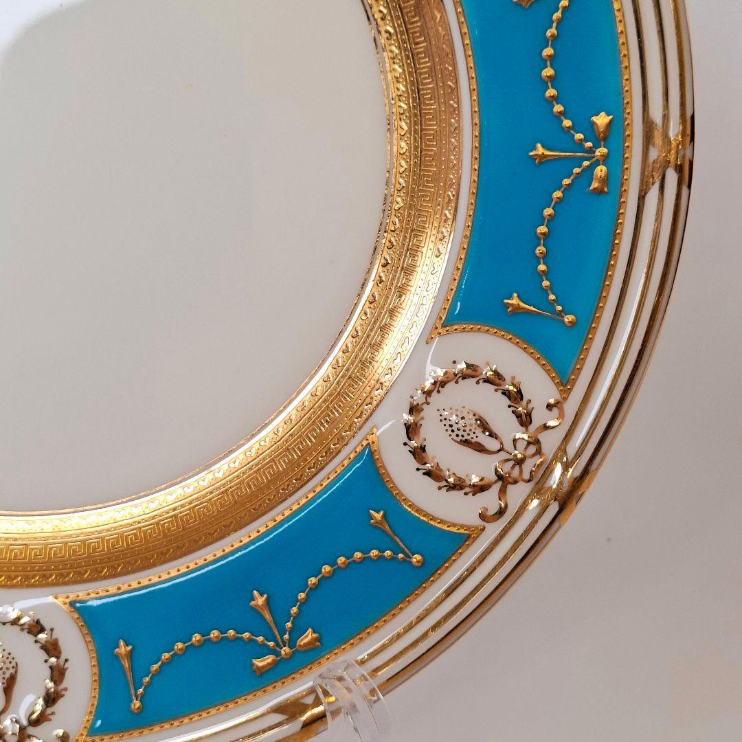 1900年 ミントン minton エナメル ターコイズ キャビネット プレート