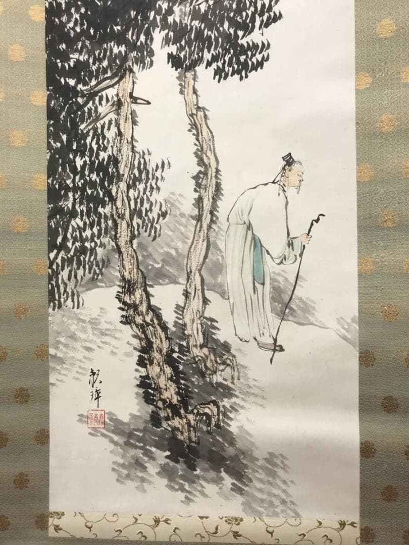 【真作】田中頼璋/樹下高士図/人物図/山水図/掛軸/名家伝来/AC-69