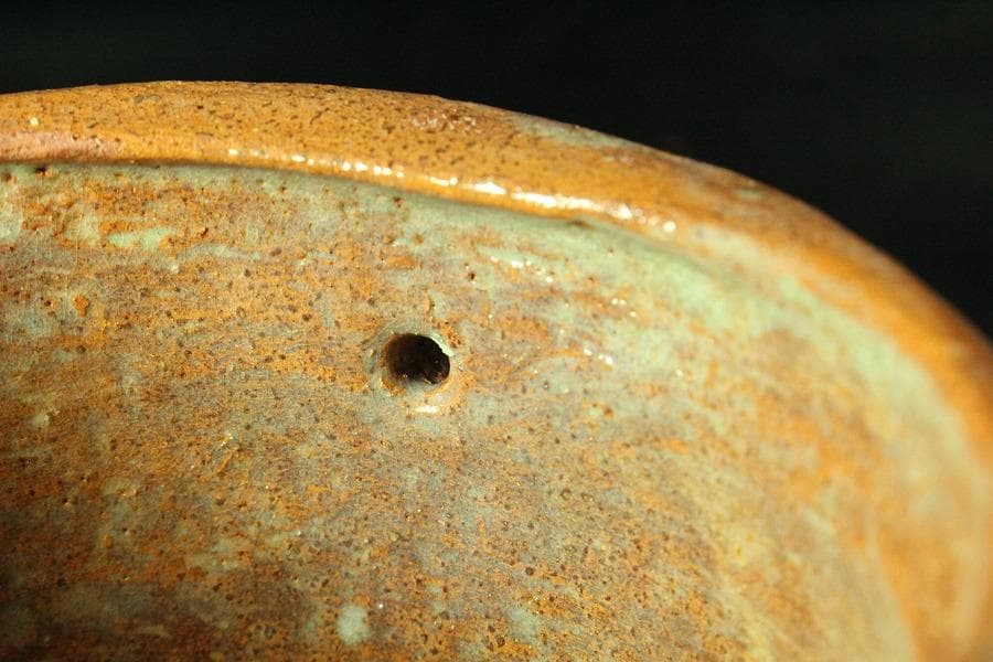 茶道具 手びねり 赤楽 片口茶碗 共箱 未使用(K-A673)