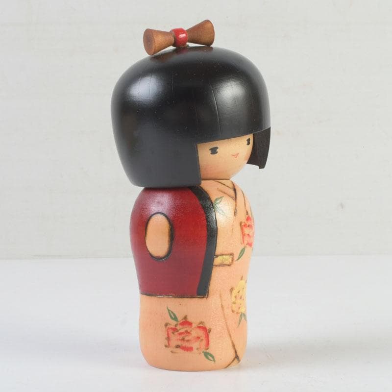 伝統工芸　創作こけし　内閣総理大臣賞受賞　岸貞男作　野ばら　共箱　V　9813