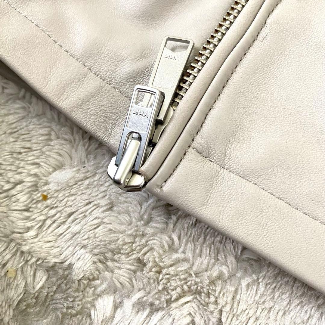 MMMM ✨希少良品✨ シングルライダース レザージャケット ライトグレー 羊革