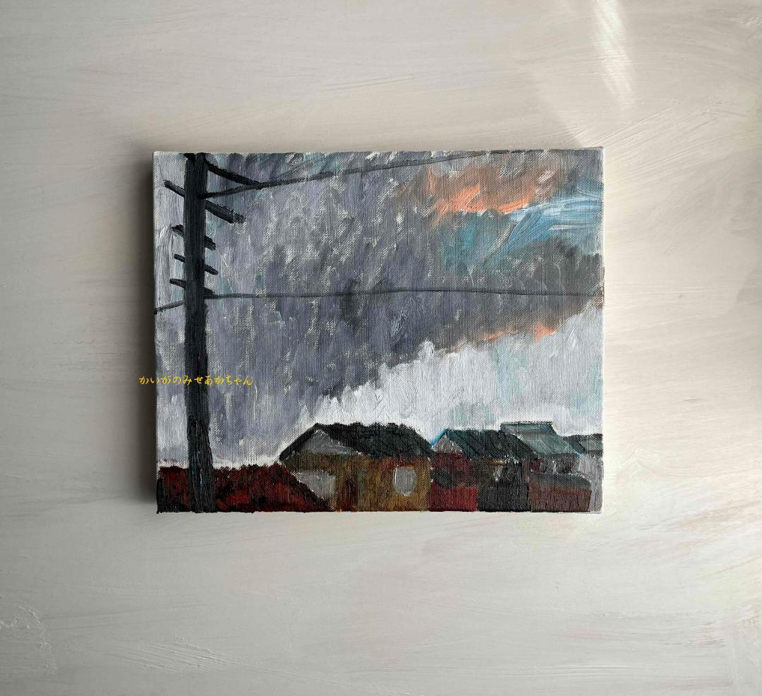 22×27㎝「住宅の在る風景」油彩・原画・F3