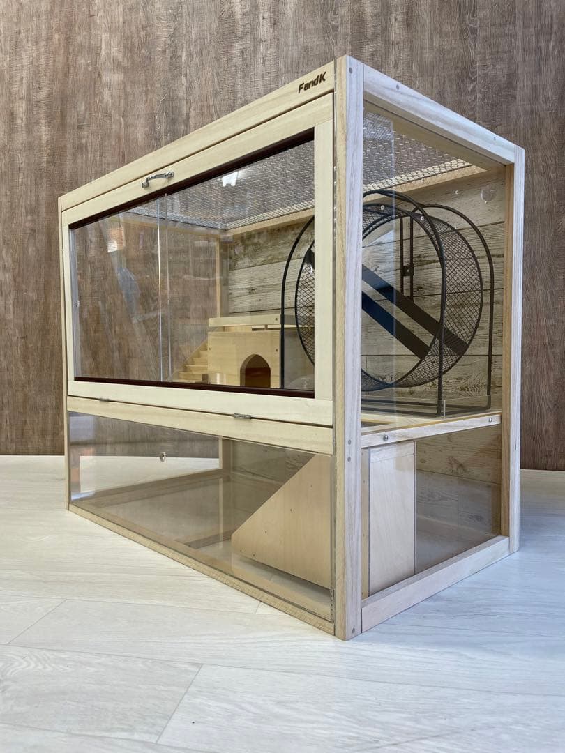 ＦandＫ爬虫類木製ケージ　ハリネズミ2階建仕様　800×450×670