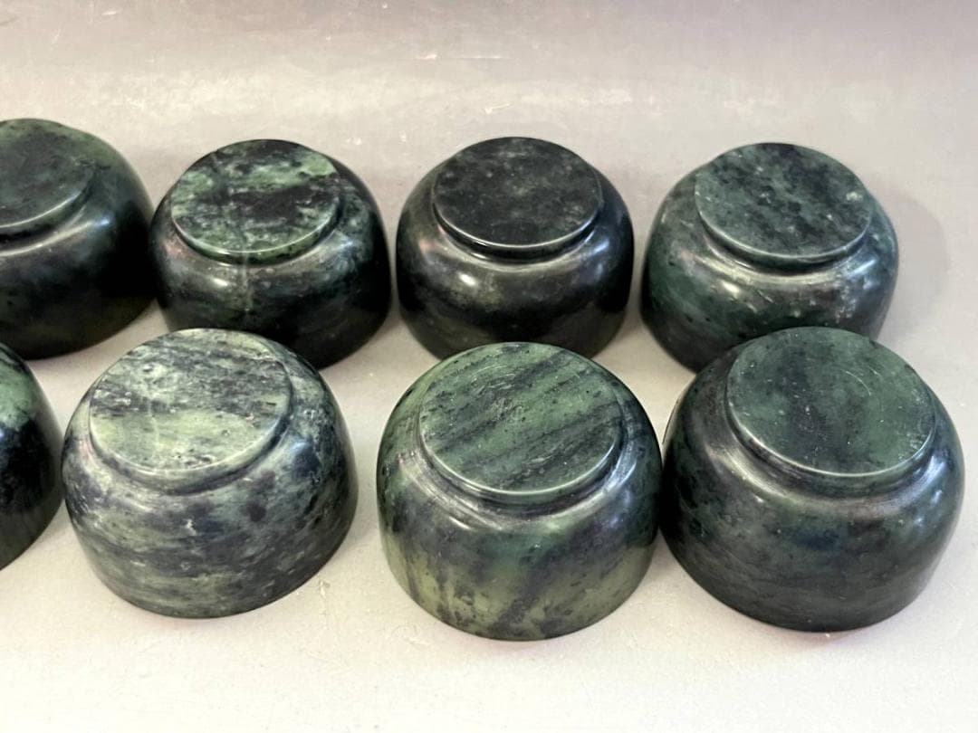 猪口■緑石彫り 酒盃 酒泉 唐物 漆册中国 酒器 ぐい呑み 夜光盃 緑玉 古玩■