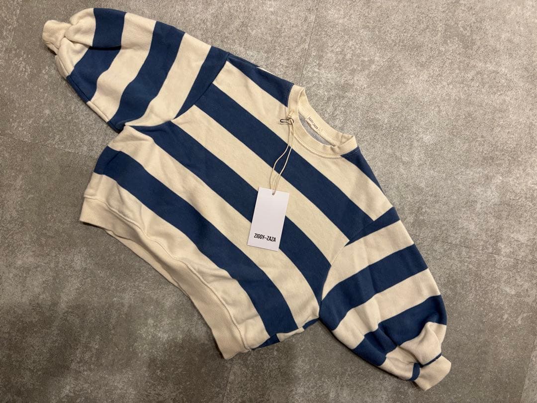 ZIGGY ZAZA ボーダースウェット ブルー 2-3y