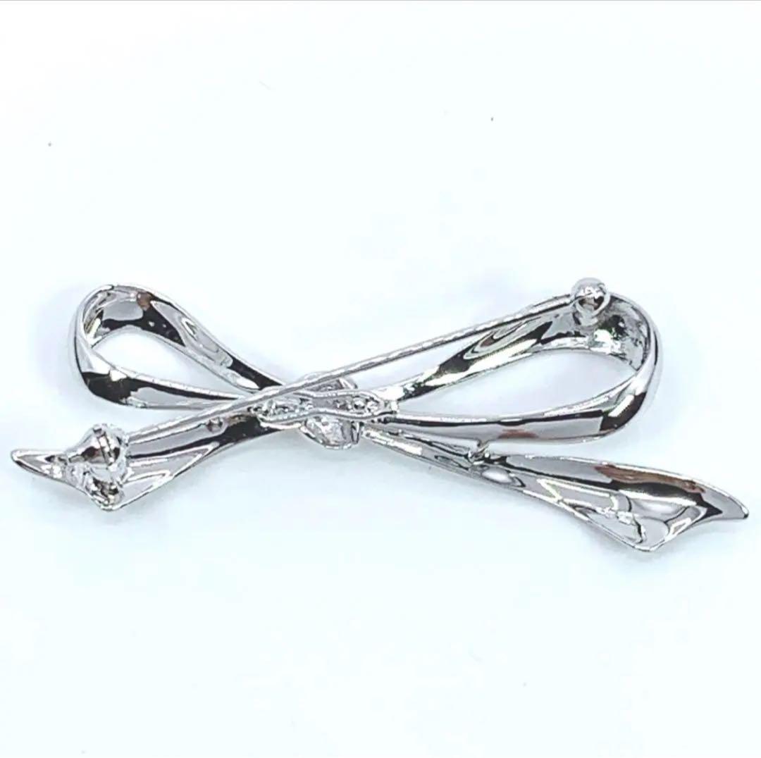 箱付き　MIKIMOTO　ミキモト　シルバー　ブローチ　リボン　りぼん