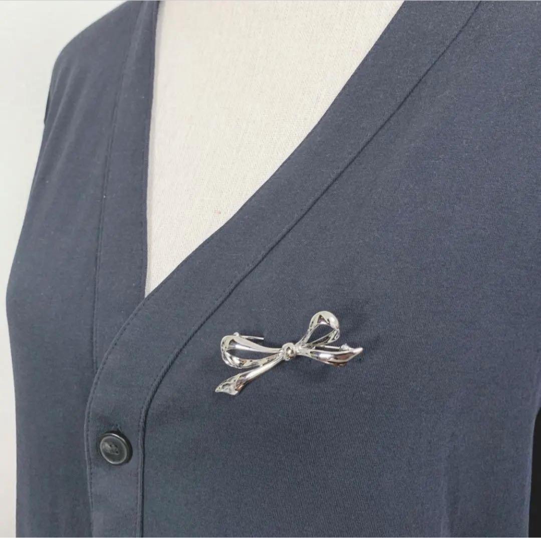 箱付き　MIKIMOTO　ミキモト　シルバー　ブローチ　リボン　りぼん