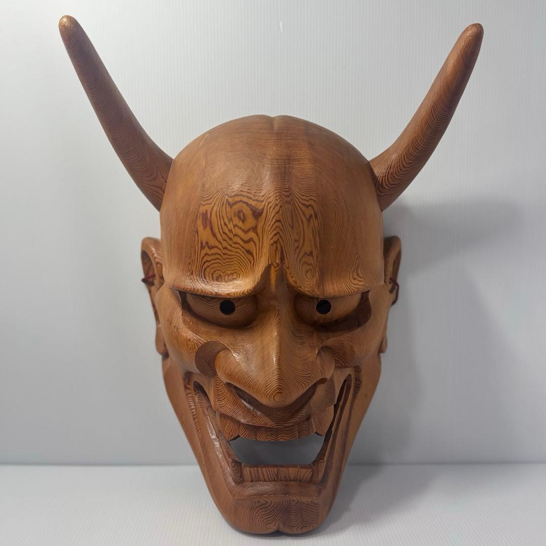 【極希少】 政落款 一刀彫 般若 能面 特大 木彫 迫力抜群 約50cm 逸品