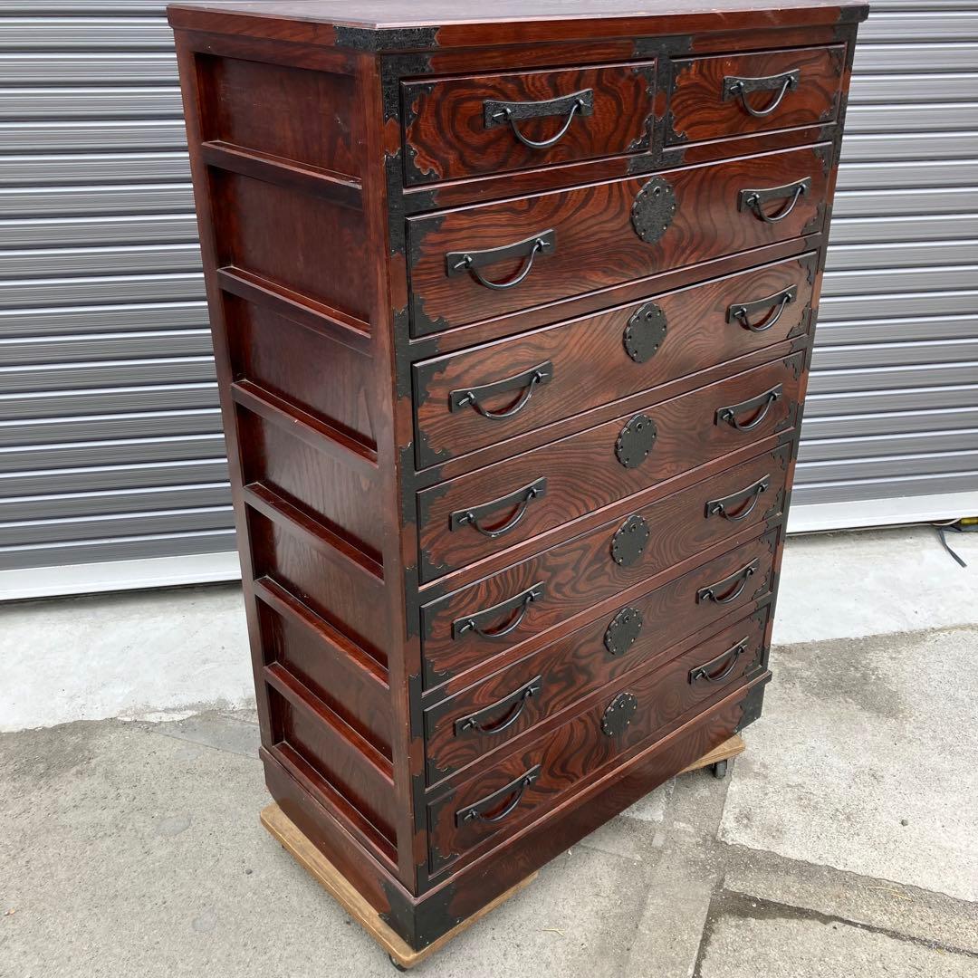 昭和レトロ 古家具 欅 仙台箪笥 7段8杯 引き出し箪笥 古家具 ビンテージ