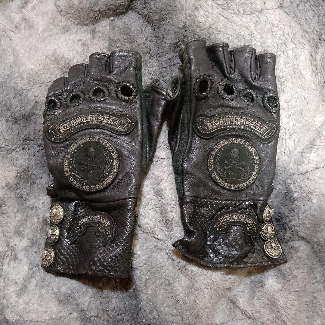 Roen 09SS フィンガーレスレザーグローブ 手袋 ブラック