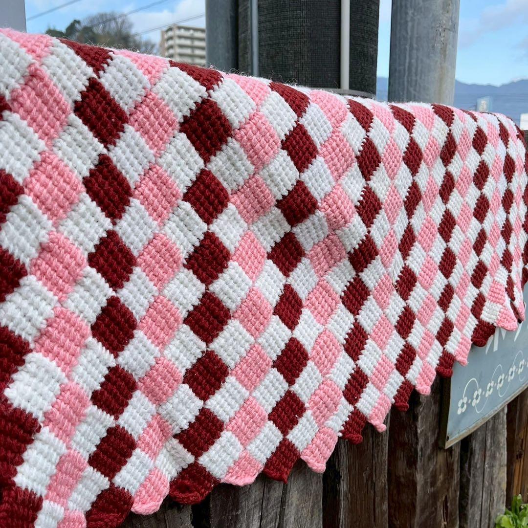 【USA vintage】 グラニーブランケット　エントレラック　ひざ掛け　ラグ