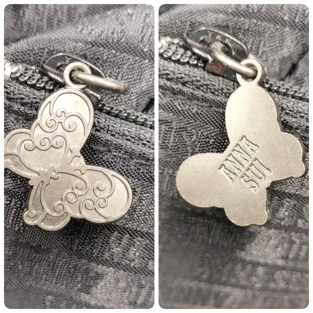 アナスイ 三日月 レザー ワンショルダーバッグ 黒 フラワーモチーフ