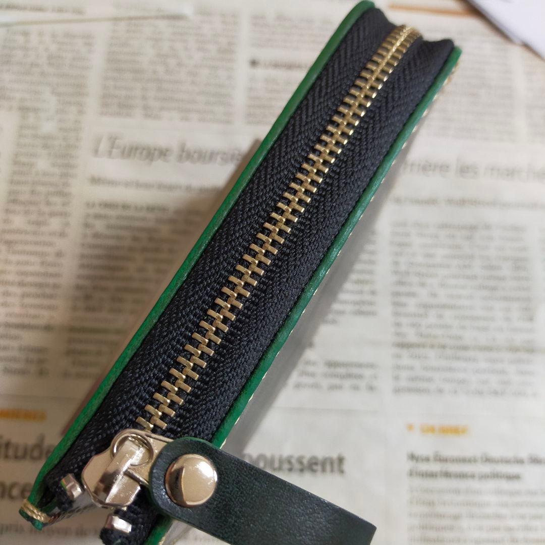 L字ファスナーウォレット　ルガトショルダー　グリーン