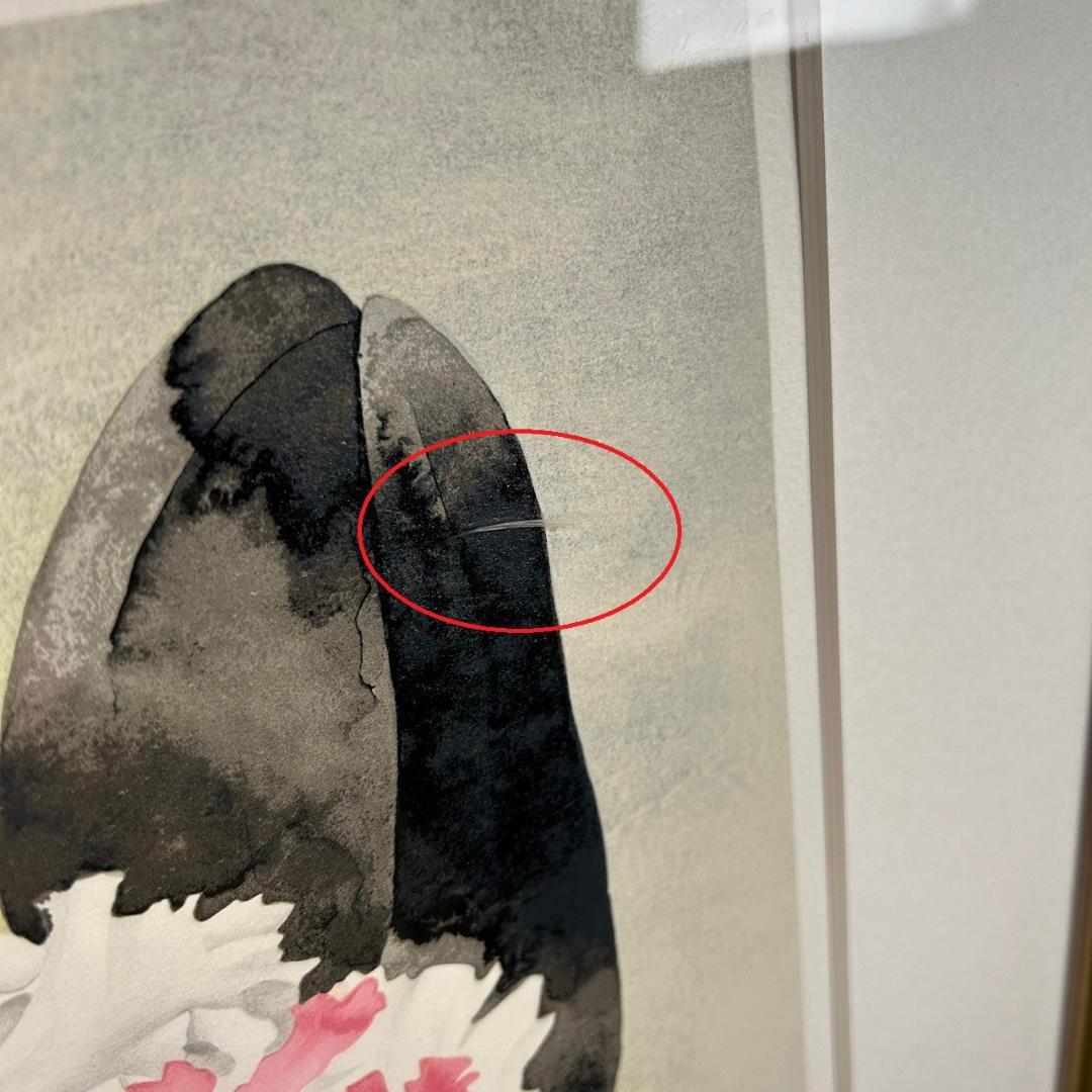 美品 中島千波「かとれあ」リトグラフ 直筆サイン・落款入り 額縁入り 日本画家