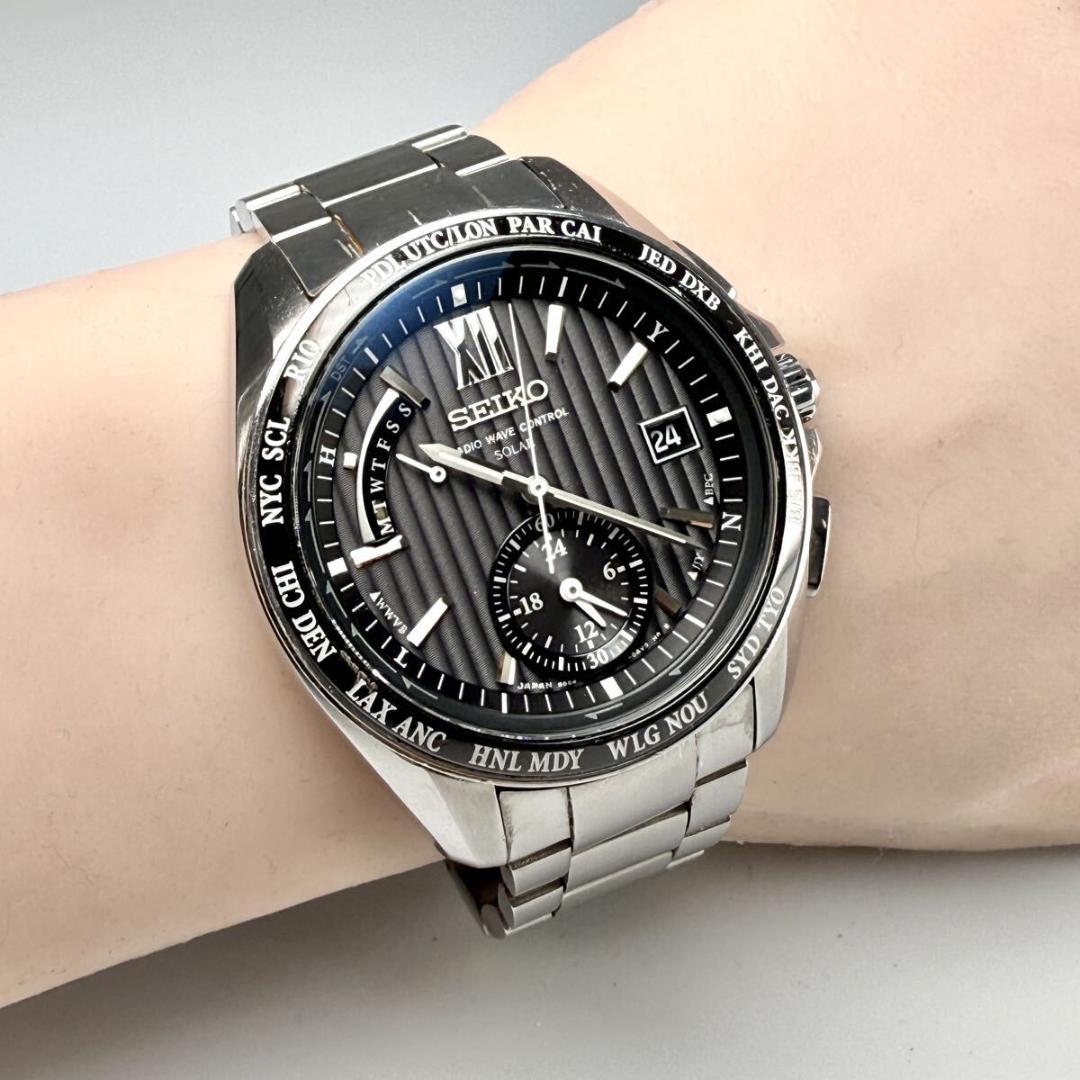 【稼働】セイコー 腕時計 ブライツ 電波ソーラー ブラック 8B54-0AW0