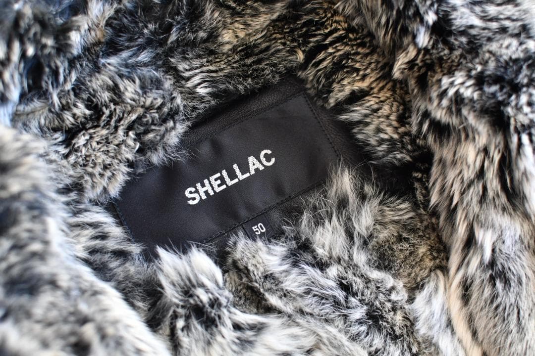 SHELLAC 羊革ライダースジャケット 総裏 ラビットファー 50