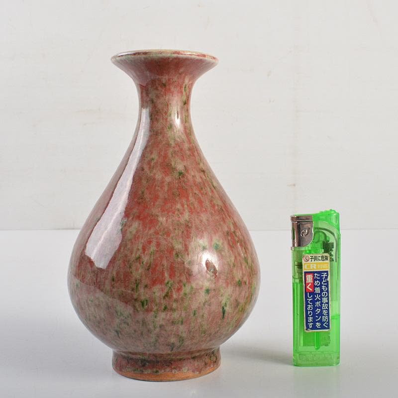中国　缸豆紅釉　玉壺春瓶　V　R7329