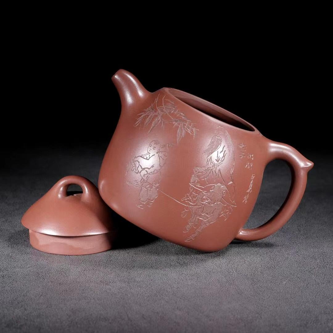 中国古美術・宜興原鉱・秦権 荊南山樵紫砂壺・赤泥急須・茶壺・茶道具・置物・禮器