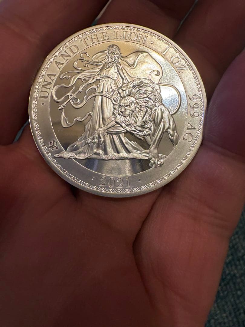 2021年 イギリス領 セントヘレナ ウナとライオン 純銀 １オンス 銀貨