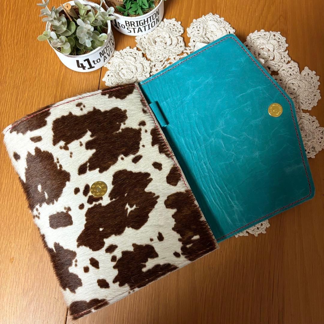 ご確認用　ハラコ　カウ柄　システム手帳　A5 牛革　本革　レザー