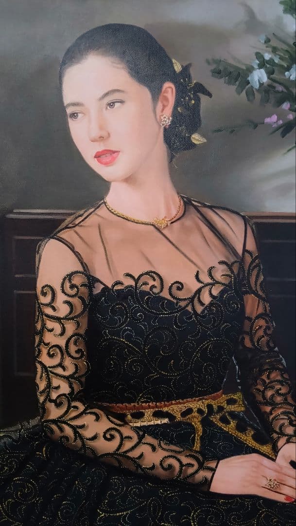 人見友紀　伝説の逃亡画家　油彩画　油絵　12号　グレースケリー