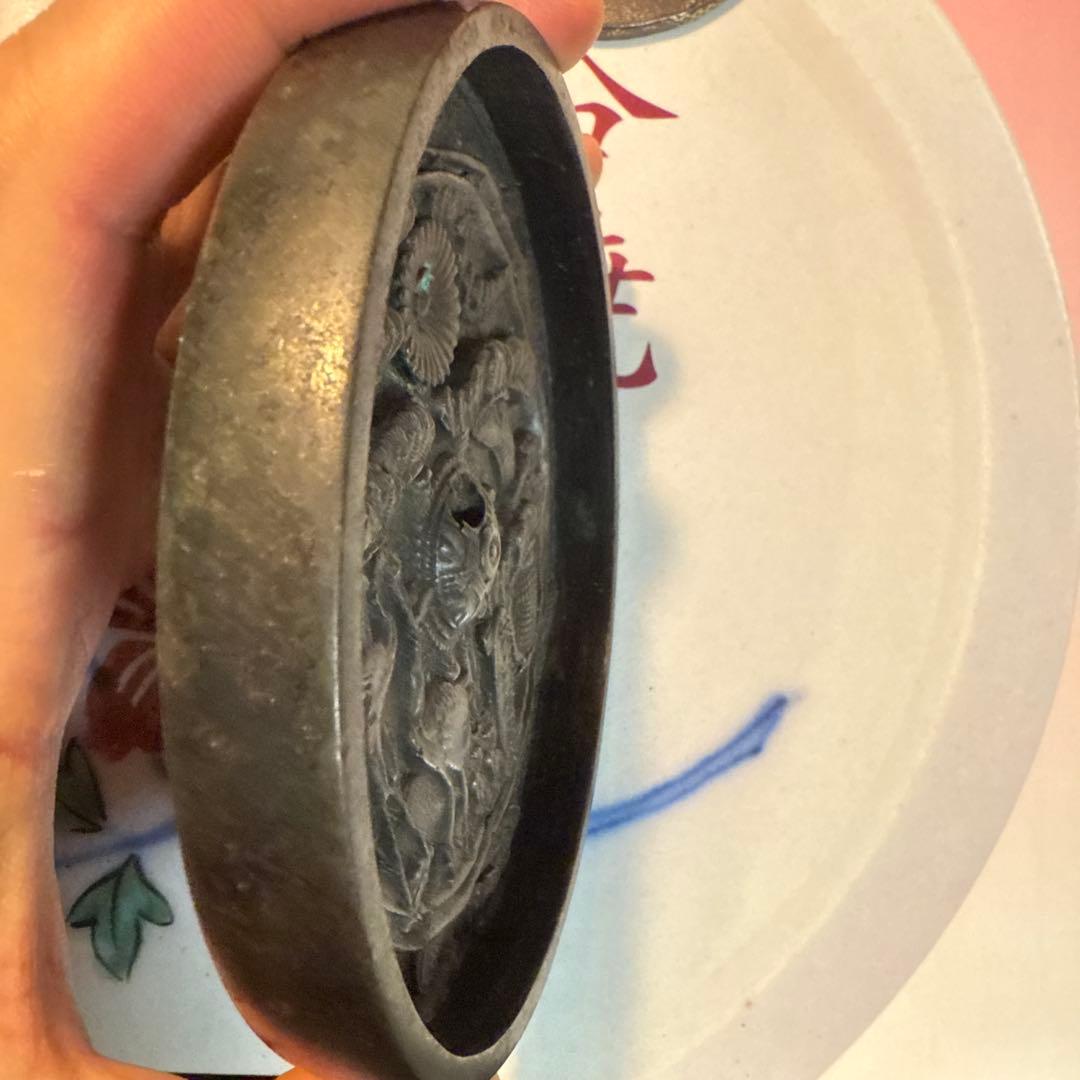 江戸時代　希少美品　古鏡　和鏡　銅鶴亀松のデザイン　天正出雲守