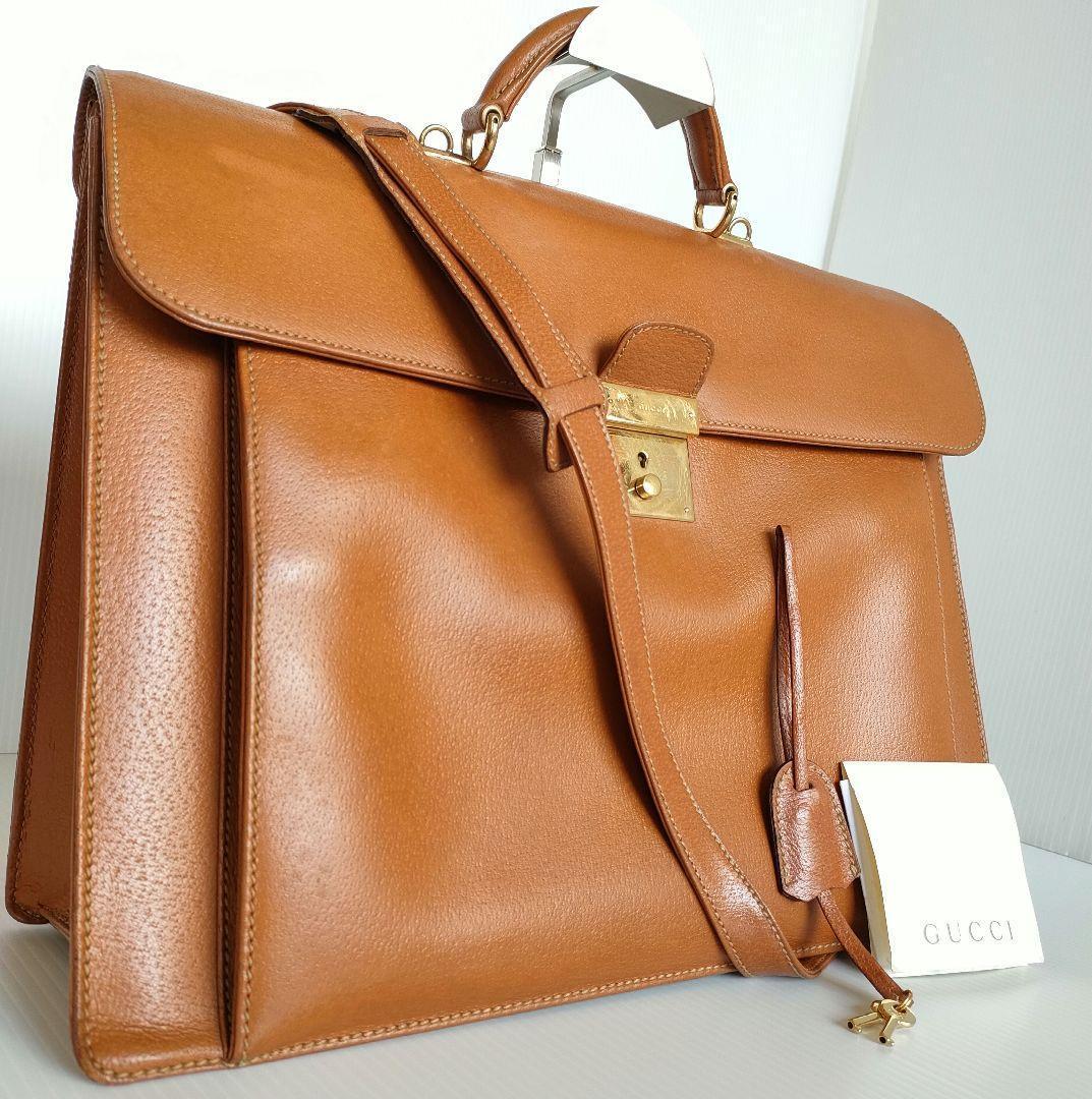 GUCCI 2way ビジネスバッグ ショルダー 肩がけ レザー ハンドバッグ